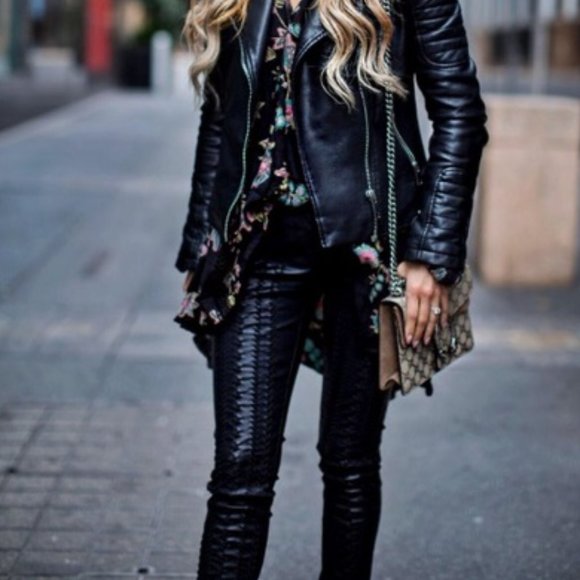 Blank NYC Embroidered Stitch Leather Pant NWOT - Picture 6 of 9